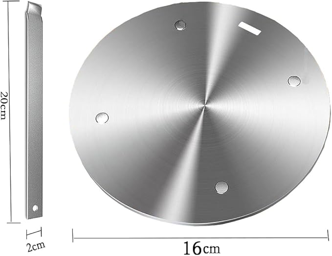 6.3Inch Heat Diffuser Plate, Grourarty Stainless Steel Cooking Induction Adapter Simmer Plate for Electric Gas Glass Cooktop Hob Ring, Induction Cooktop Converter Plate with Handle