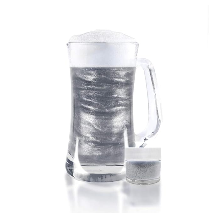 Silver BREW GLITTER Edible Glitter for Drinks, Cocktails, Beer, Garnish Glitter & Beverages | KOSHER & HALAL Certified | 100% Edible & Food Grade | Vegan, Gluten, Nut Free (45g Shaker, Silver)