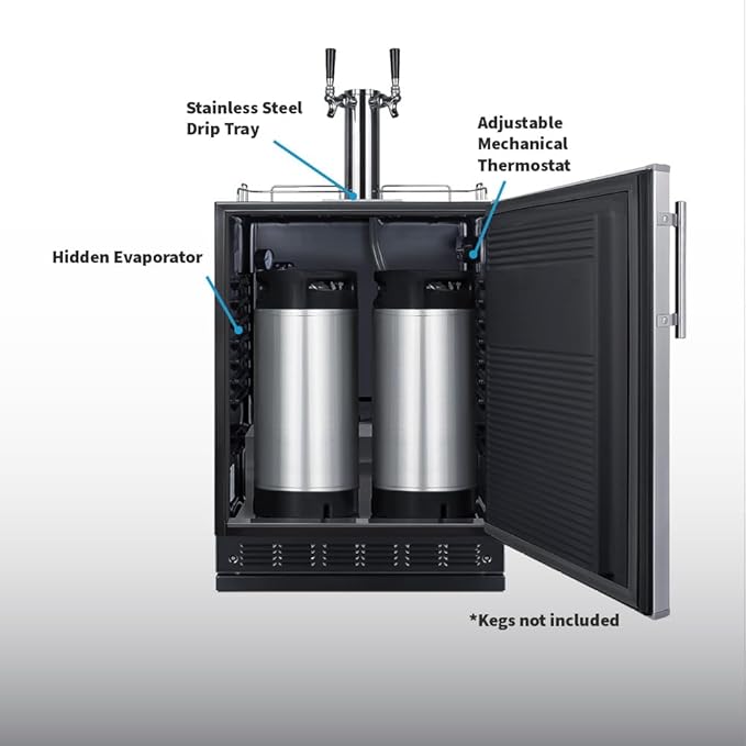 Summit 24" Cold Brew Kegerator, Dual Tap Kit, Stainless Steel- SBC7BRSCF2
