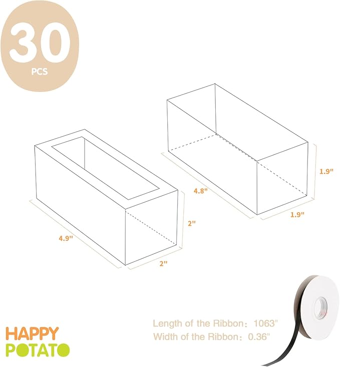 HAPPY POTATO Macaron Boxes for 4 or 5, 4×1.9×1.9 Inches, Macaron Packaging Boxes, Pink Macaron Box with Window, Macaron Container Gift Boxes with Ribbon