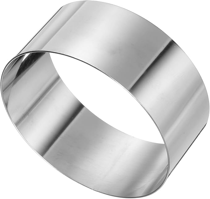 HARFINGTON Round Cake Ring 4 x 2 Inch Seamless Stainless Steel Pastry Mousse Dessert Ring Mirror Coating for Baking Cooking Making Tool