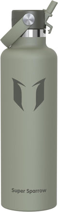 Super Sparrow Insulated Water Bottle - 17 Oz / 25 Oz / 32 Oz - Standard Mouth FlipFlow Flask - BPA Free, Leak Proof Drink Bottle- Ergonomic Straw Water Bottles for Work, Gym, Travel, Sports