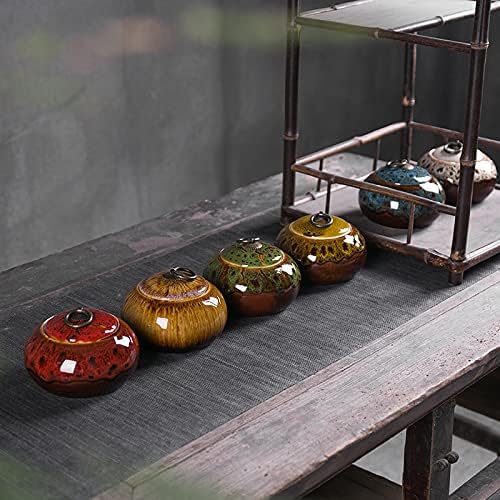 Ceramic Storage Jars, Exquisite Glaze Food Canisters for Kitchen Spice Storage,Tea Caddy Storage,Coffee Jar,Condiment Jar with Seald Lid (Yellow B)