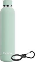 Slim Insulated Water Bottles for Travel 25oz with Clip, Double Wall Vacuum Stainless Steel Water Bottle Keeps Drinks Cold 24 Hrs/Hot 12 Hrs, 100% Leakproof, BPA Free(Mint)
