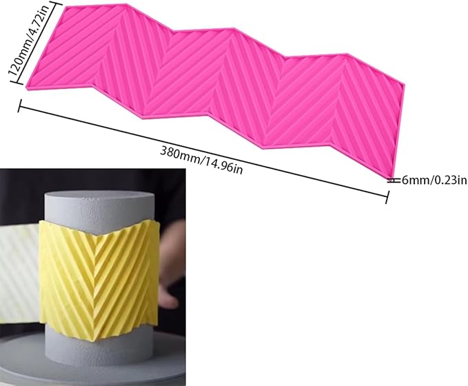 TUKE 3D Diagonal Stripes Design Lace Mat Silicone Mold Silicone Lace Mold Sugar Craft Cake Brim Decoration Tool (L_ Diagonal Stripes)