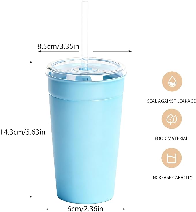 Clear Tumbler Cup, 16 oz Plastic Iced Coffee Cup with Lid and Straw, 6 Pack, Reusable and Dishwasher Safe, for Gatherings and Outdoor Adventures (6, Bright Color)