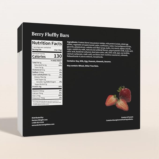 ProtiWise – Berry Fluffy High Protein 15g Bar | 7/Box | Weight Loss, Diet, Keto Friendly, Hunger Control, Meal Replacement | Gluten Free, Low Fat, Low Sugar