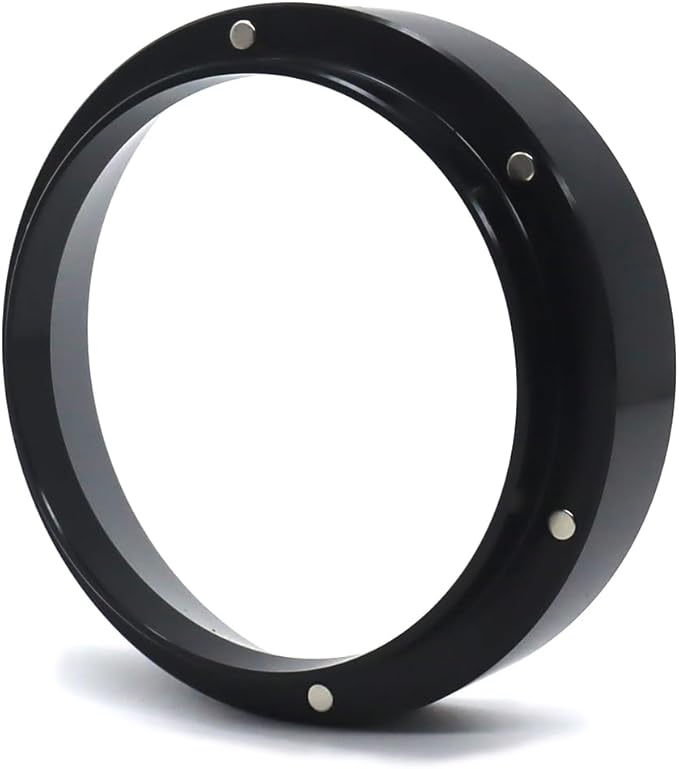 1pc Espresso Dosing Funnel 51/53/58mm Coffee Dosing Ring Aluminum Espresso Distribution Coffee Tool For Home Coffee Bar Shop College Dorm Room Apartment Essential Coffee Accessories (58mm, Black)