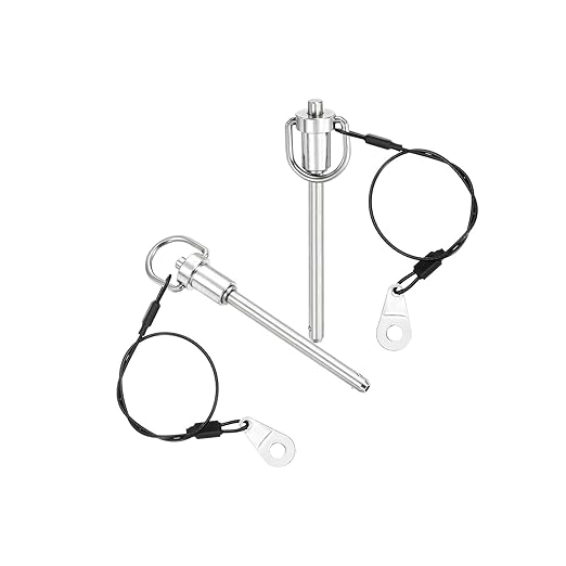 uxcell 1 Pcs Quick Release Pin, 6.3x64mm/1/4" x 2.52"(Dia. x L) Push-Button Ball Locking Pin 304 Stainless Steel Ring Handle Locking Pin with Wire for Audio Bimini Top Marine, Silver