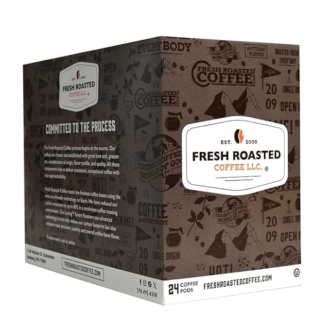 Fresh Roasted Coffee, Indian Monsoon Malabar, Light Roast, 72 Pods for K Cup Brewers