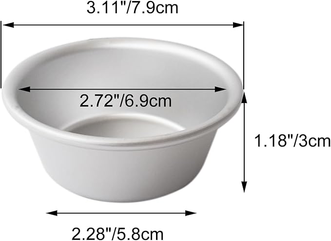 Aluminum Alloy Tart Pan, 3 Inch Cute Flan Mold, 10 Pieces Egg Tart Molds for Baking Pastel de Nata, Pie, Tartlet, Popover - Silver Tin