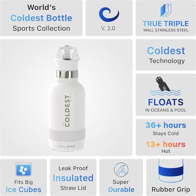 Coldest Insulated Water Bottle with Straw Lid - Stainless Steel Metal Insulated Bottle for Men & Women (Solar Yellow, 32 oz)