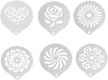 DOITOOL 6 Pcs Coffee Stencils Latte Art Stainless Steel Cappuccino Templates Coffee Templates for DIY Cupcake Mousse Hot Chocolate Milk Foam