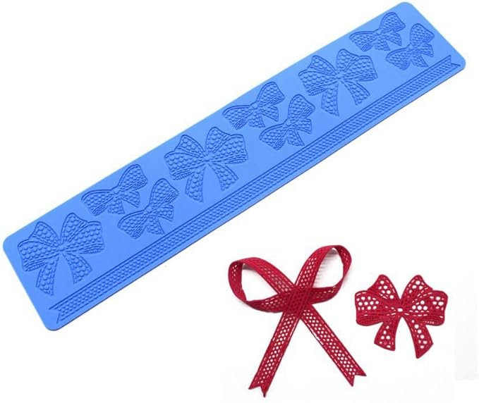 Bow-knot Silicone Fondant Embossing Mat Sugarcraft Bow-knot Lace Pattern Cake Mats Fondant Pastry Embossing Mat Fondant Cake Decorating Mold Sugar Lace Pad Baking Tools