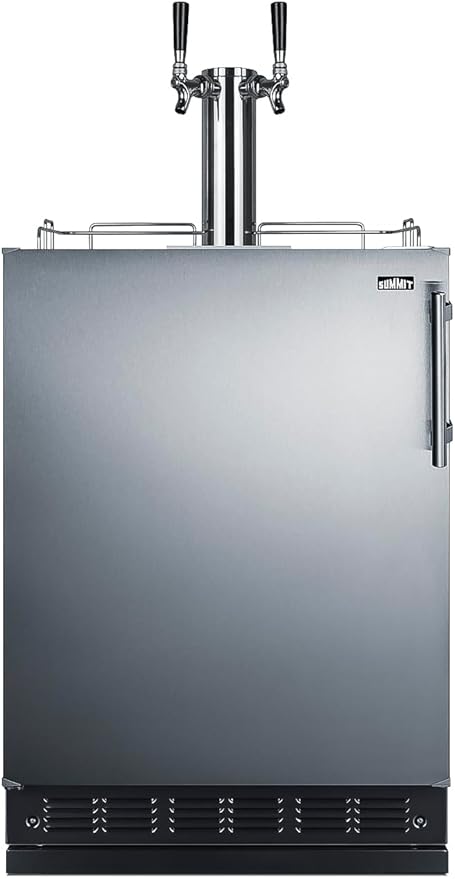 Summit Appliance 24" Wide Beer Kegerator/Refrigerator Combo, Black Interior, Caster Wheels, Residential/Commercial Use (LHD, Beer)