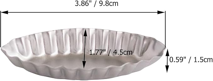 10PCS Aluminum Boat Tart Pan, Fluted Oval Tart Mold, Small Boat Shape Baking Mold, Wavy Tartlet Pie Pans, Pudding Molds Flower Edge Trays Specialty Design - Silver