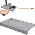 Upgraded Silicone Tamping Mat & Brush, Tamper Mat for Espresso Machine, Waterproof Heat Resistant Tamp Station for Home Baristas Tools, Gray