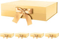 HAPPY POTATO 5 Large Gift Boxes with Ribbon 13.5x9x4.1 Inches, Gold Boxes with Lids, Bridesmaid Proposal Boxes, Magnetic Gift Boxes for presents (Glossy Gold, Pack of 5)