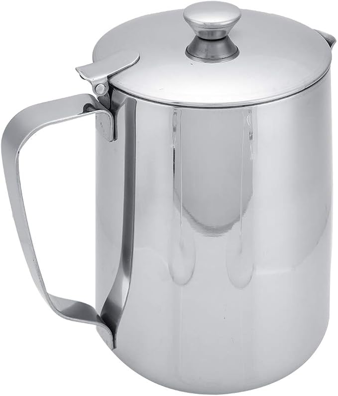 Commercial Grade Stainless Steel Coffee Steaming Pitcher Milk Frothing Cup Jug with Lid (350mL)