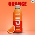 Coco5 Clean Sports Hydration Orange Flavor | 100% Natural | 50% Less Sugar | Nothing Artificial | Non-GMO | Gluten Free | Developed by Pro Trainers for Pro Athletes | 16.9 Oz (Pack - 12)