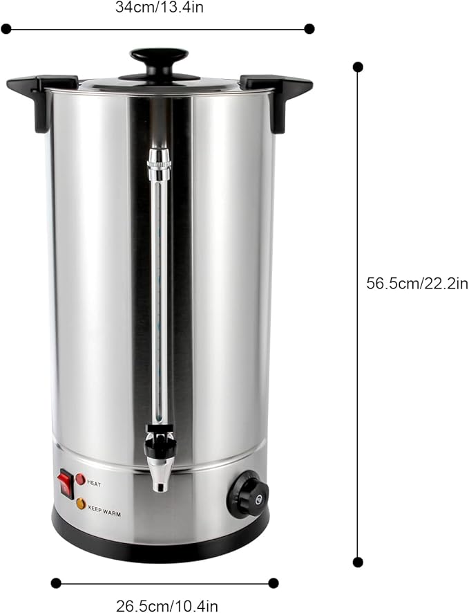 25L/6.6gal Commercial Coffee Urn, Gallon Double Wall Commerical Coffee Maker, 150 Cup Commercial Grade Stainless Steel Percolate Coffee Maker for Events, Offices and Catering