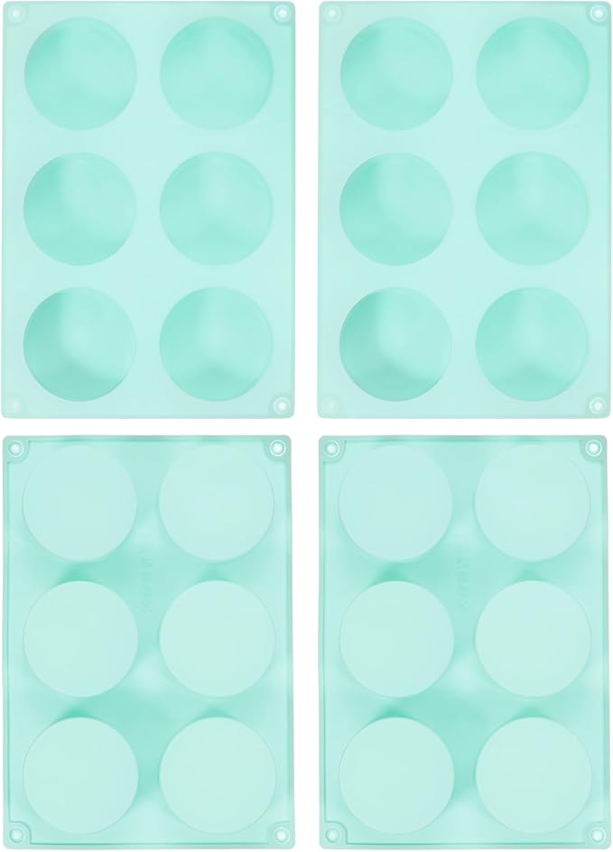 uxcell 4pcs Silicone Muffins Pan, 6 Cup Silicone Cupcake Pan Nonstick Baking Tray for Muffins, Cupcakes, Dishwasher Safe, Green