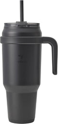 REDUCE 50 oz Stainless Steel Tumbler with Handle - Dual-Wall Vacuum Insulated Travel Mug, Sweat-Proof Lid & Reusable Straw - Keeps Drinks Cold for 24 Hrs, Fits Cupholders, Dishwasher Safe - Black