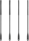 Silicone Straw Brush 4 Pack - (2 Small, 2 Wide) - 10 Inch Reusable Straw Cleaner, Pipe Cleaner, Glass and Detailing Tool (Charcoal)