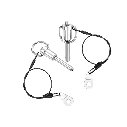 uxcell 2 Pcs Quick Release Pin, 1/4" x 0.8" Silver Stainless Steel Ball Locking Pin with Wire for Audio Bimini Top Marine