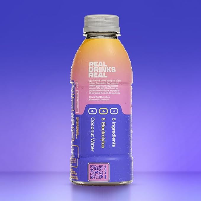 Coco5 Clean Sports Hydration Passion Fruit Flavor | 100% Natural | 50% Less Sugar | Nothing Artificial | Non-GMO | Gluten Free | Developed by Pro Trainers for Pro Athletes | 16.9 OZ (Pack - 12)