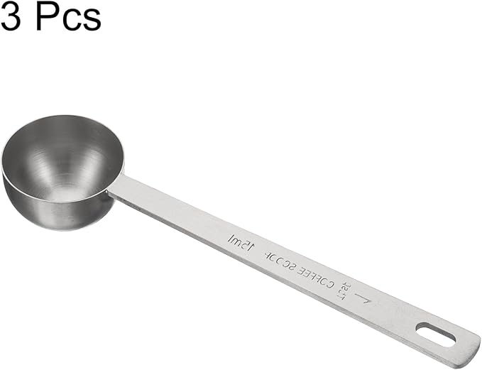 HARFINGTON 3pcs Coffee Scoop Spoon 1tbsp (3tsp, 15ml) 304 Stainless Steel Long Handle Teaspoon/Tablespoon Measuring Spoons Scoops for Tea Sugar Kitchen, Silver