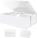 HAPPY POTATO Large White Gift Box with Ribbon 11.5x8.1x3.8 Inches, Bridesmaid Proposal Magnetic Gift Box with Lid for Presents (Glossy White)