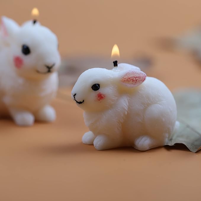 2 Pack Hairy Rabbit Silicone Mold for Candle, Resin, Soap - 3D Animal Decorative Mold for Candle Making