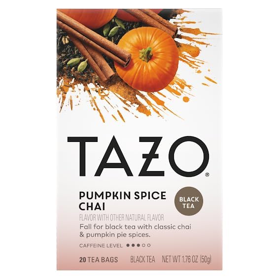 TAZO Tea Bags, Passion, Pumpkin Chai, Vanilla Caramel Chai, Wild Sweet Orange, Peachy Green, 20 CT (1ea) (Variety Pack)