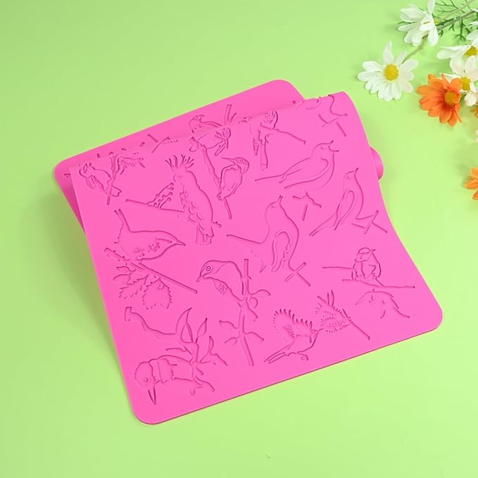 mostsom Silicone Mold 3D Hollow Out Lace Mold Kitchen Lace Emboss Mat Magpie Bird Silicone Fondant Cake Decorating Chocolate Sugarcraft Moulds (A_ Magpie Bird)