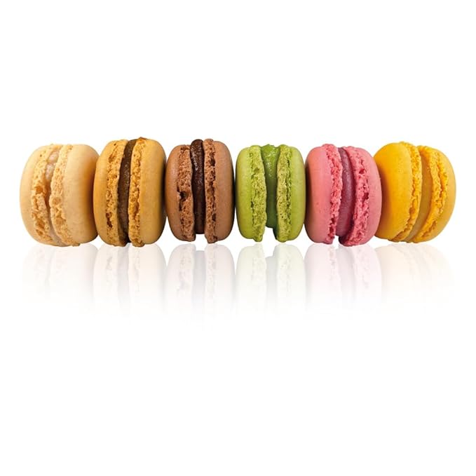 Maxim's De Paris - Macaron Gift Box, Gift box, 6 French Macarons Cookies, Strawberry, Vanilla, Coffee, Pistachio, Lemon, Chocololate.