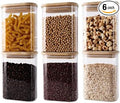Glass Storage Jars with Airtight Bamboo Lids - Stackable Kitchen Canisters for Candy, Cookies, Rice, Sugar, Flour, Pasta