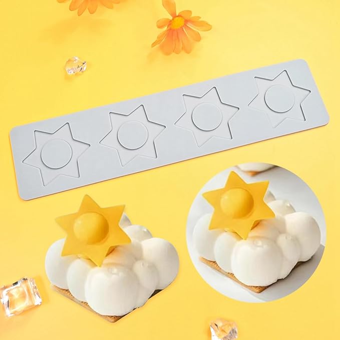 TUKE Star Lace Mat Silicone Mold For Chocolate Epoxy Resin Cake Topper Sugar Craft Baking Cake Lace Decoration Tool DIY Wedding (G_ Star)