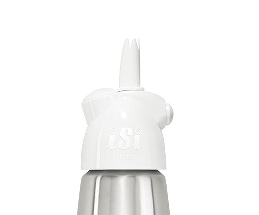 iSi North America Easy Whip Plus (1 Pt) - Cream Whipper with Stainless Steel Bottle, Easy to Use for Homemade Flavored Toppings, Desserts, Sauces - Compact Kitchen Tool, Great for Beginners (White)
