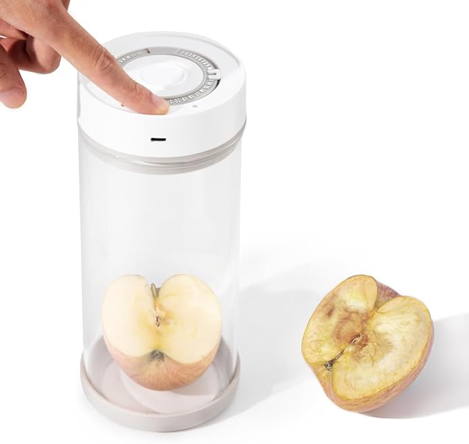 Minidiva Smart Vacuum Container, Automatic Electric Airtight Glass Jar for Food Coffee Storage Meal Prep (White-1350ml-1)