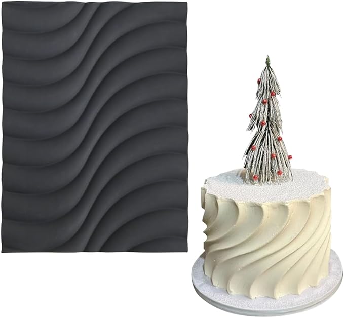 mostsom Fondant Silicone Mold for Cake Decoration Cake Border Downsand Pattern Impression Mat Fondant Embossing Stencil for DIY Cookies, Cupcakes, Chocolate, Flexible (F_Downsand)