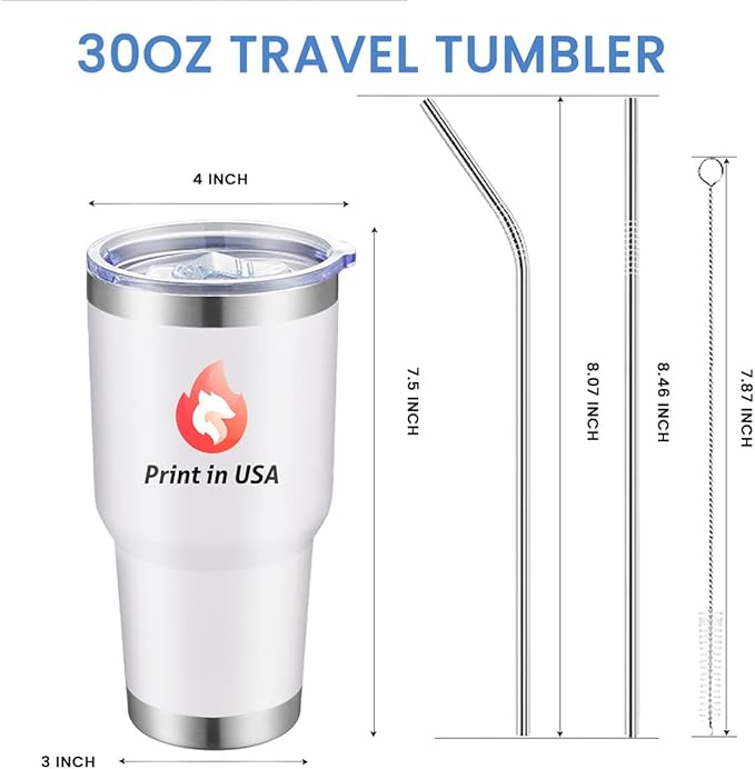 Personalized Tumbler with Pictures Text Logo,Print in USA,30oz Custom Coffee Tumbler with Lid & Straw,Double-layer Stainless Steel Custom Insulated Tumbler,Personalized Gifts As Birthday,Christmas