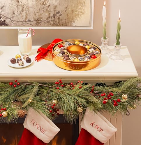 Christmas Chocolate Gift Basket Wreath Tin – Festive Truffle Box for Men Women Families Corporate –Bonnie and Pop