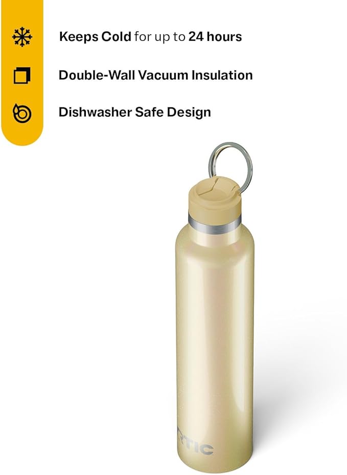RTIC 26oz Journey Bottle Metal Stainless Steel Vacuum Insulated, BPA Free, Reusable, for Water, Hot and Cold Drinks, Travel, Sports, Camping, Sunlight Glitter
