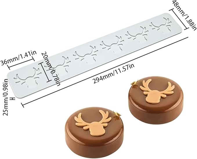 mostsom 3D Hollow Out Lace Mold Silicone Christmas Deer Head Shape Fondant Molds Chocolate Mould for Cake Pastry Decor Baking Gumpastes Moulds Decoration (N_ Deer Head)