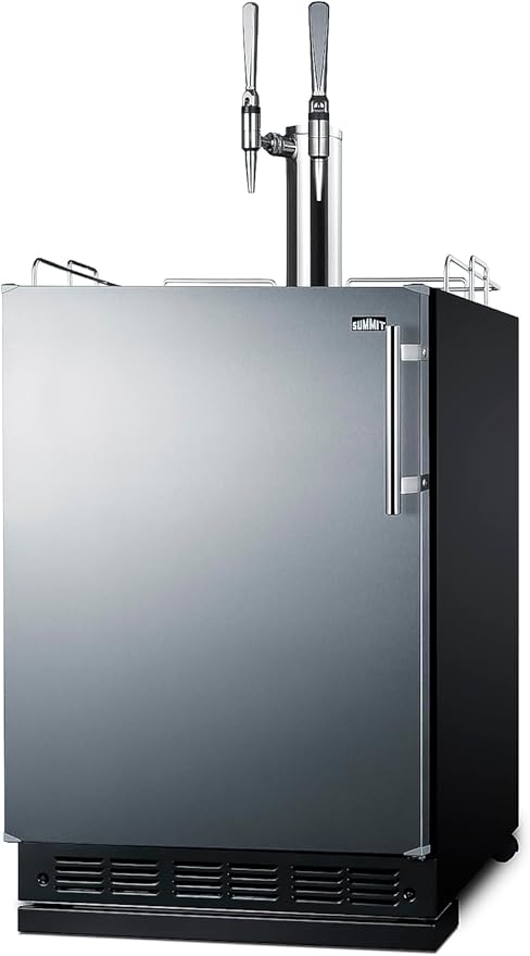 Summit Appliance 24" Wide Nitro Coffee Kegerator/Refrigerator Combo, Black Interior, Caster Wheels, Residential/Commercial Use (LHD, Nitro Coffee)