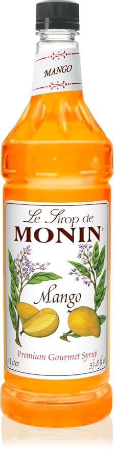 Monin - Mango Syrup, Tropical and Sweet, Great for Cocktails, Sodas, and Lemonades, Gluten-Free, Non-GMO (1 Liter)