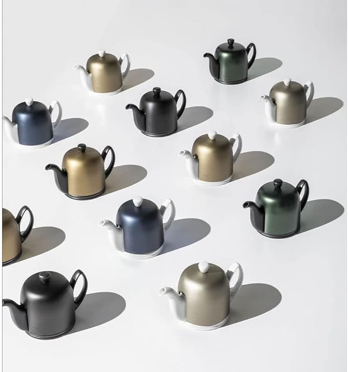 Salam Luxury French Tea Pot - Porcelain Teapot with Bronze Aluminum Cover, Ceramic Tea Kettle for Loose Tea, Removable Infuser, 4 Cup Capacity, 24oz - Bronze