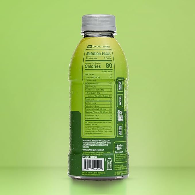 COCO5 Clean Sports Hydration Limon Flavor | 100% Natural | 50% Less Sugar | Nothing Artificial | Non-GMO | Gluten Free | Developed by Pro Trainers for Pro Athletes | 16.9 Ounce (Pack of 12)