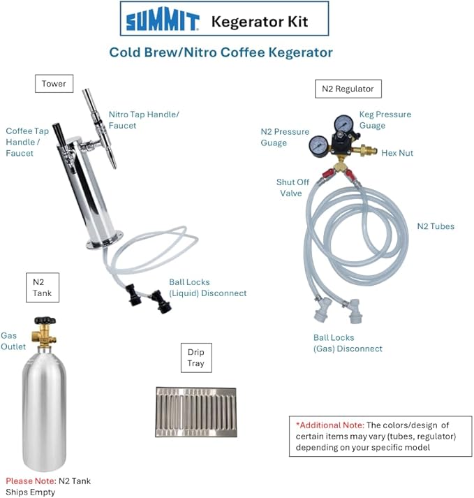 Summit 24" Nitro Cold Brew/Cold Brew Kegerator, Combination Dual Tap Kit, Stainless Steel- SBC7BRSCM2